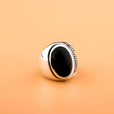 Bague Agate Noire en Argent