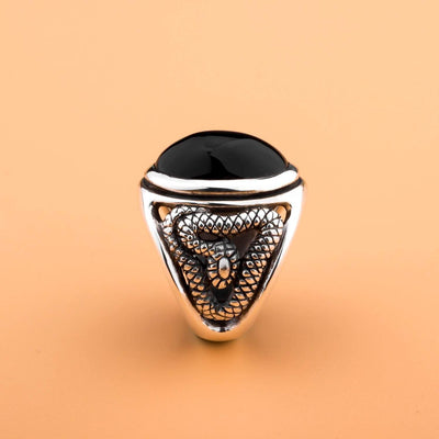 Bague Serpent Agate Noire (Argent)