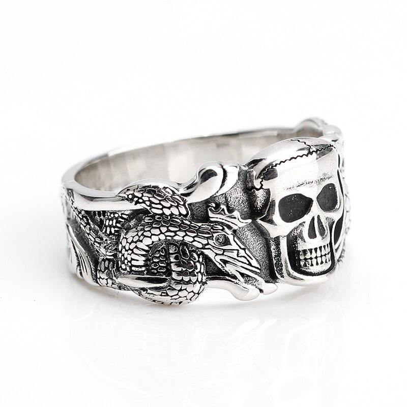 Bague Serpent Crâne (Argent)