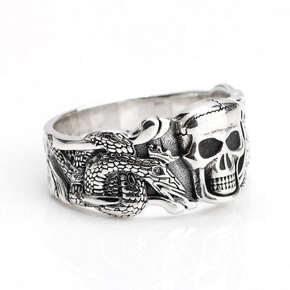 Bague Serpent Crâne (Argent)