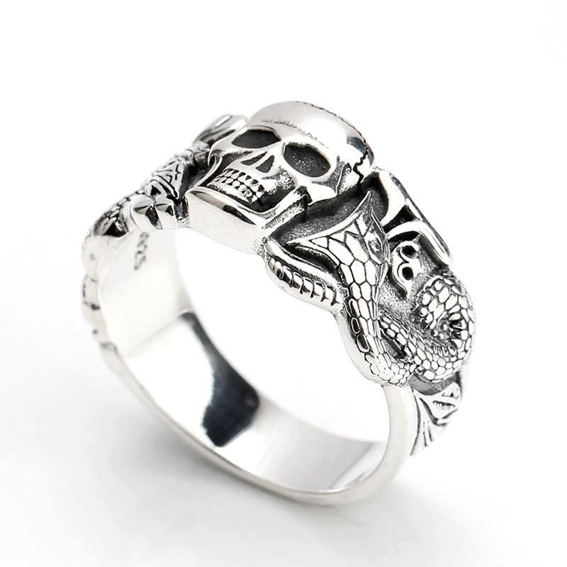 Bague Serpent Crâne (Argent)