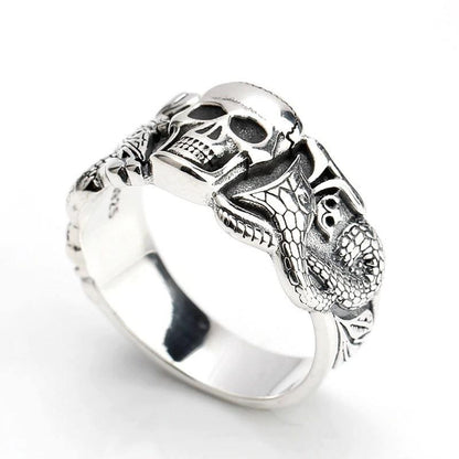 Bague Serpent Crâne (Argent)