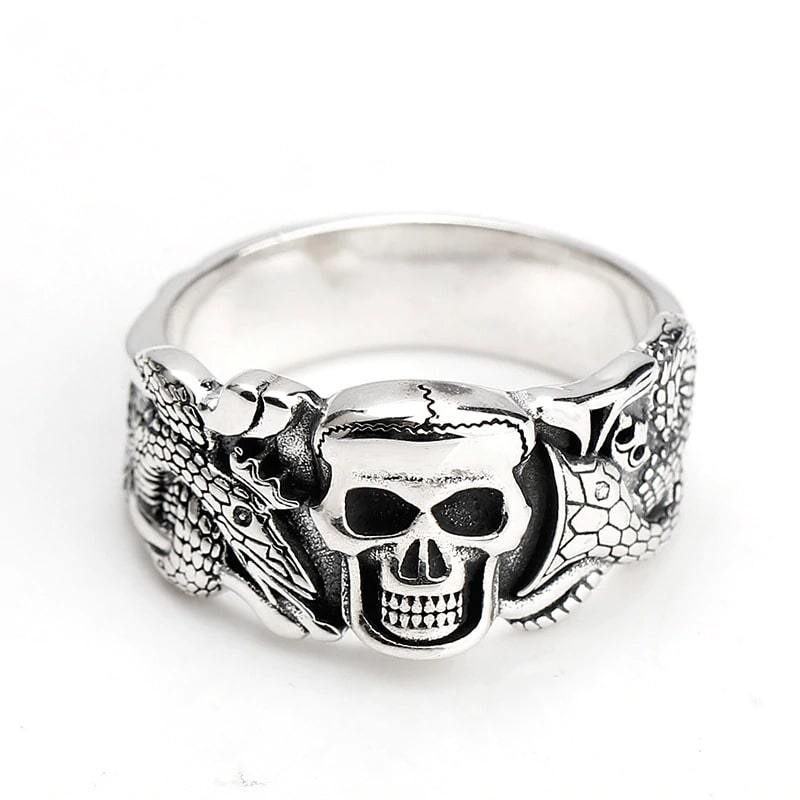 Bague Serpent Crâne (Argent)