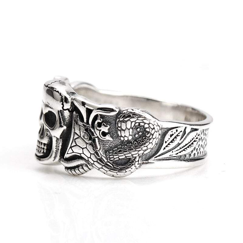 Bague Serpent Crâne (Argent)