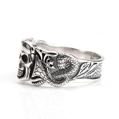Bague Serpent Crâne (Argent)