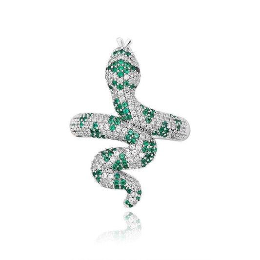 Bague Serpent Zirconium Vert (Cuivre)