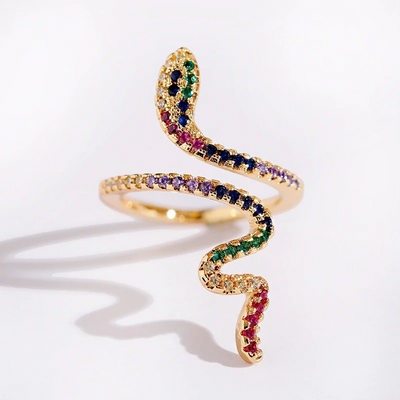 Bague Serpent Or Diamant Multicolore
