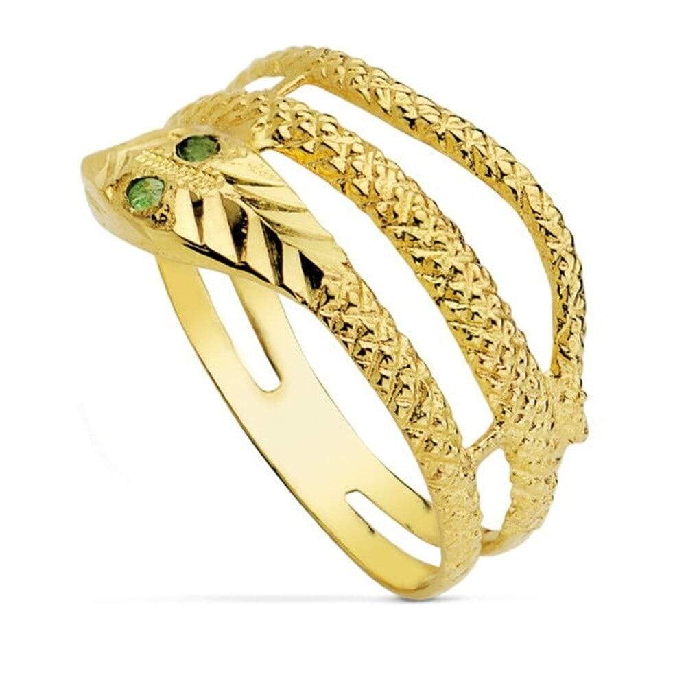 Bague Serpent Or 18 Carats yeux verts