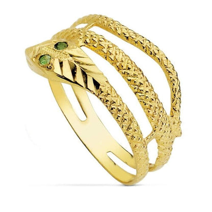 Bague Serpent Or 18 Carats yeux verts