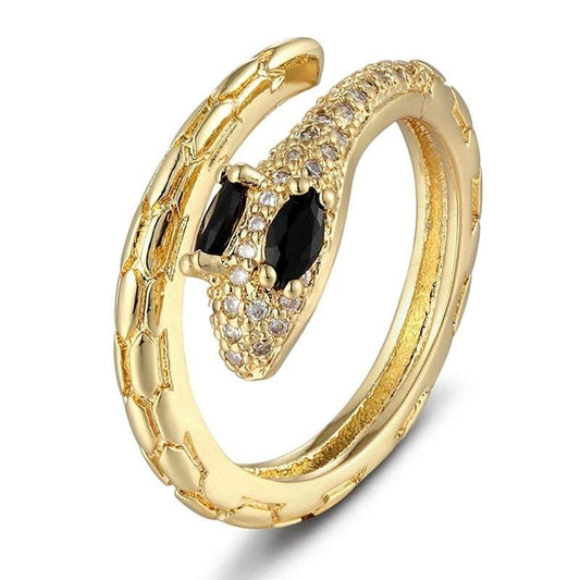 Bague Serpent Or Diamant Noir