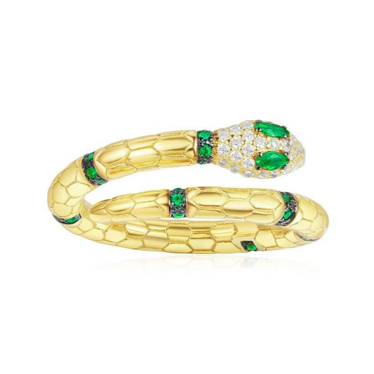 Bague Serpent Or Femme Diamant Vert