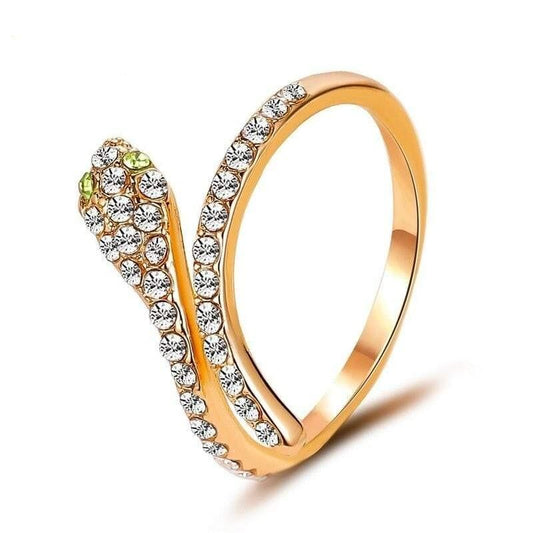 Bague Serpent Strass Doré