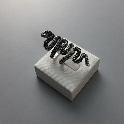 Bague Serpent Zirconium Noir (Argent)