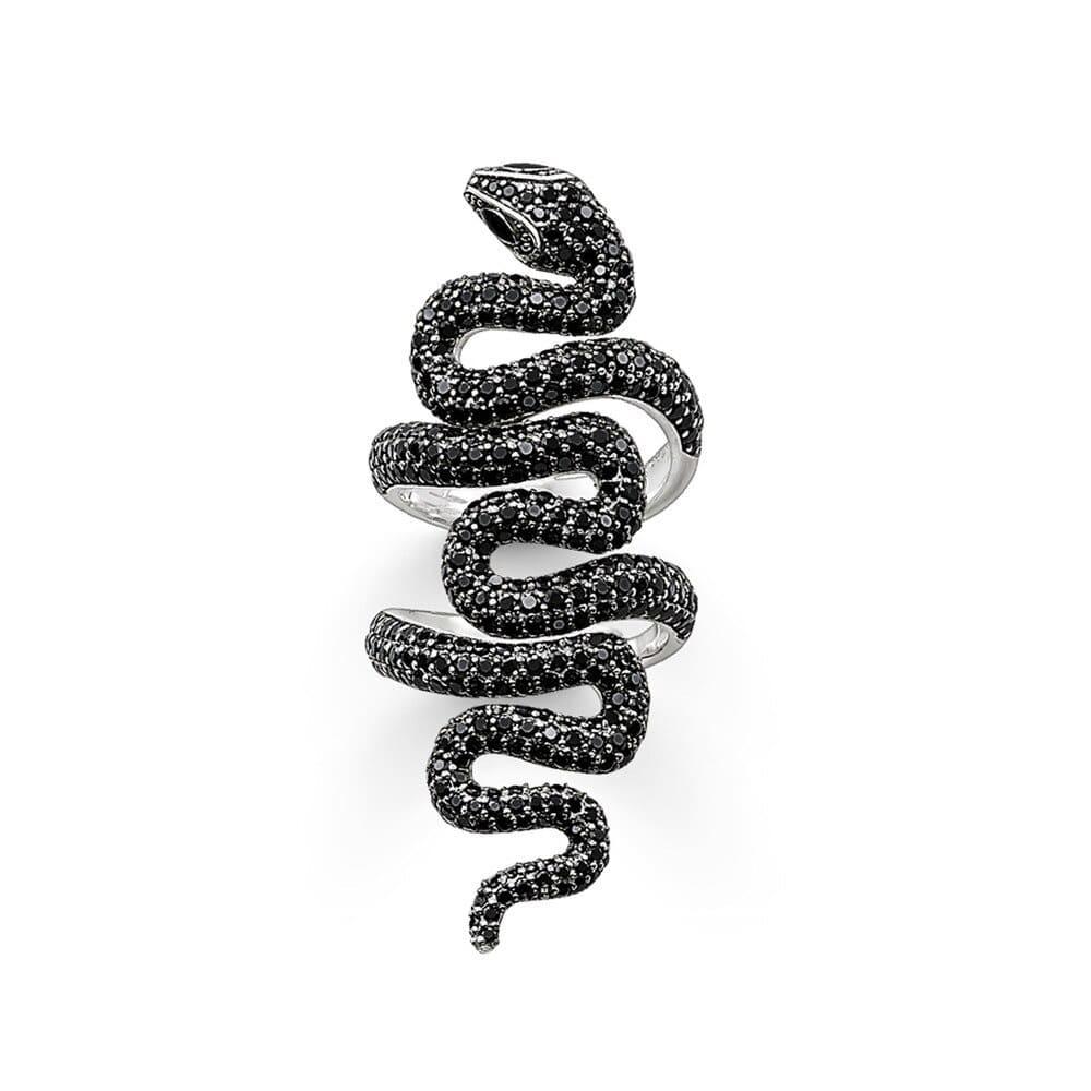 Bague Serpent Zirconium Noir (Argent)