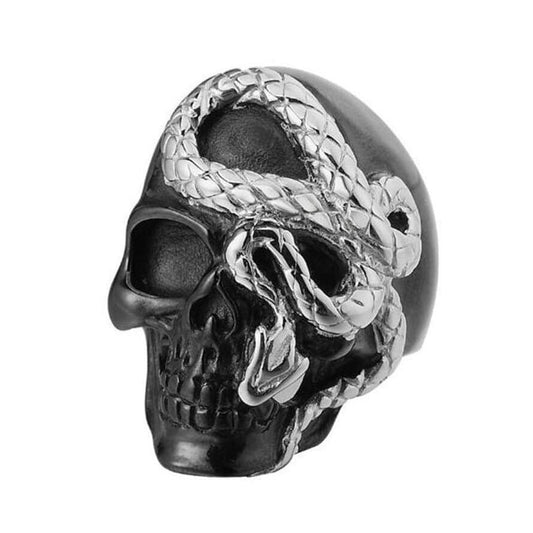 Bague Serpent Tête de Mort Noir
