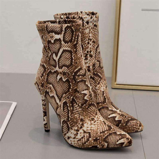 Bottines Chaussettes Serpent Marron