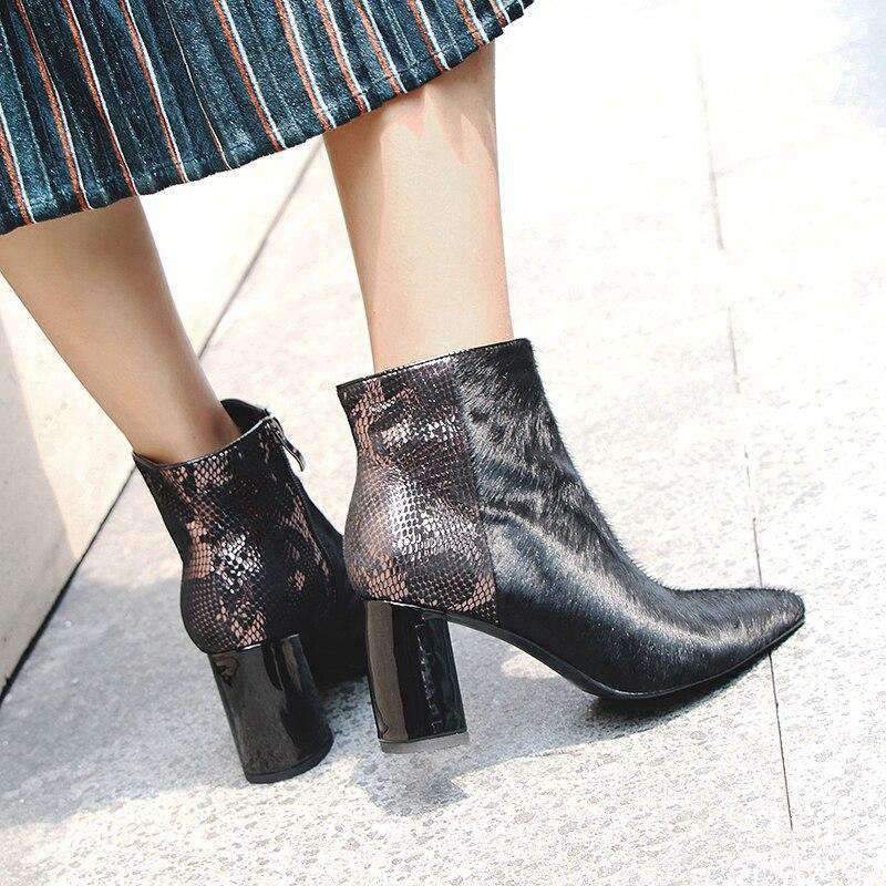 Bottines Serpent Noir Femme