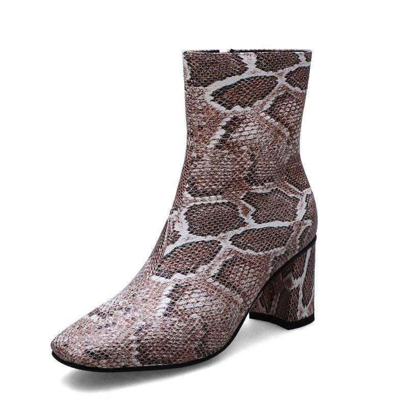 Bottines Imprimé Serpent Marron
