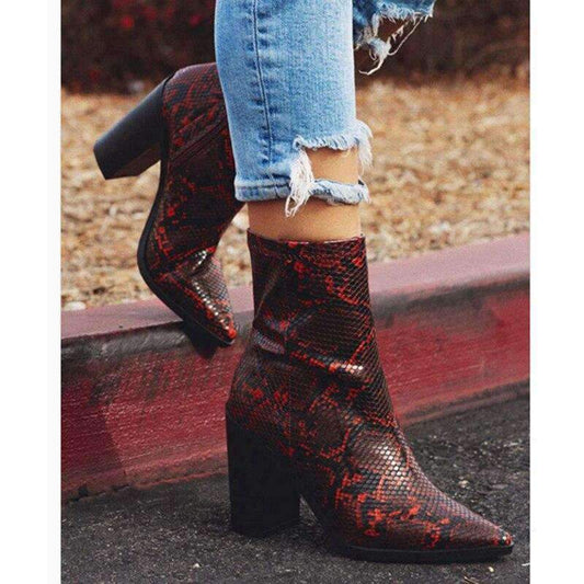 Bottines Imprimé Serpent Rouge