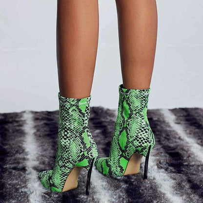 Bottines Imprimé Serpent Vert femme