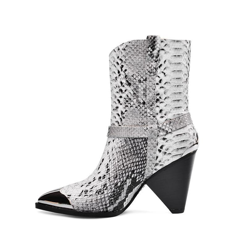 Bottines Serpent Cuir blanc