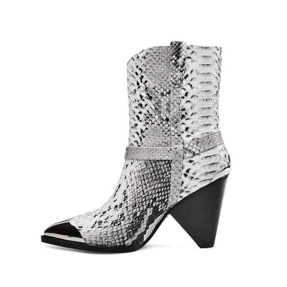 Bottines Serpent Cuir blanc