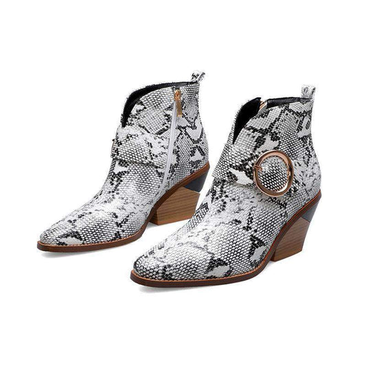 Bottines Serpent Noir et Blanc