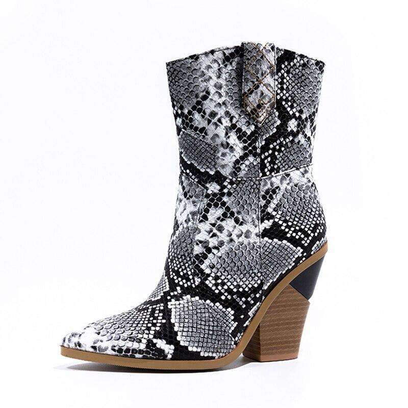 Bottines Serpent Santiag Gris