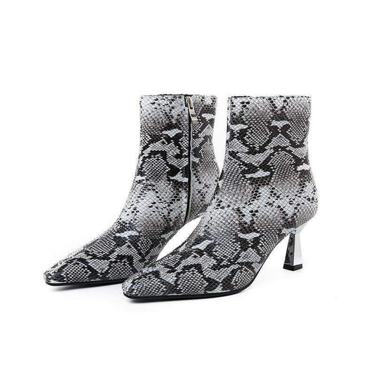 Bottines Serpent Blanc et Noir