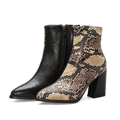 Bottines Serpent Camel Bi-ton