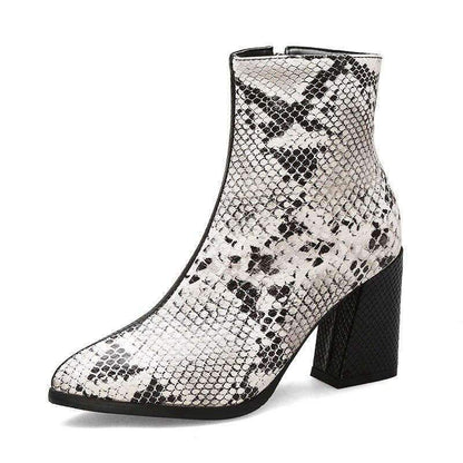 Bottines Serpent blanc Bi-ton