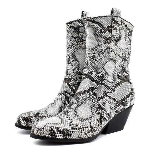 Bottines Serpent Style Santiag Gris