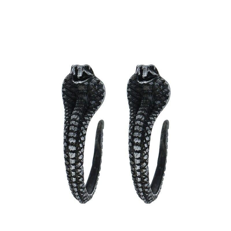 Boucles d'Oreilles Cobra Noir