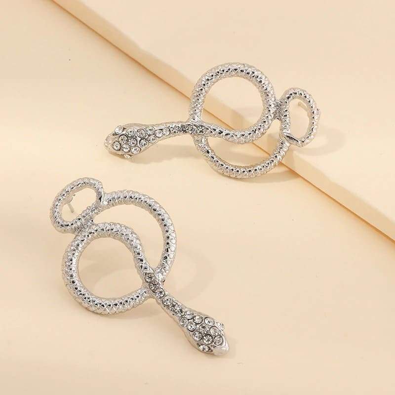 Boucles d'Oreilles Serpent  Argenté