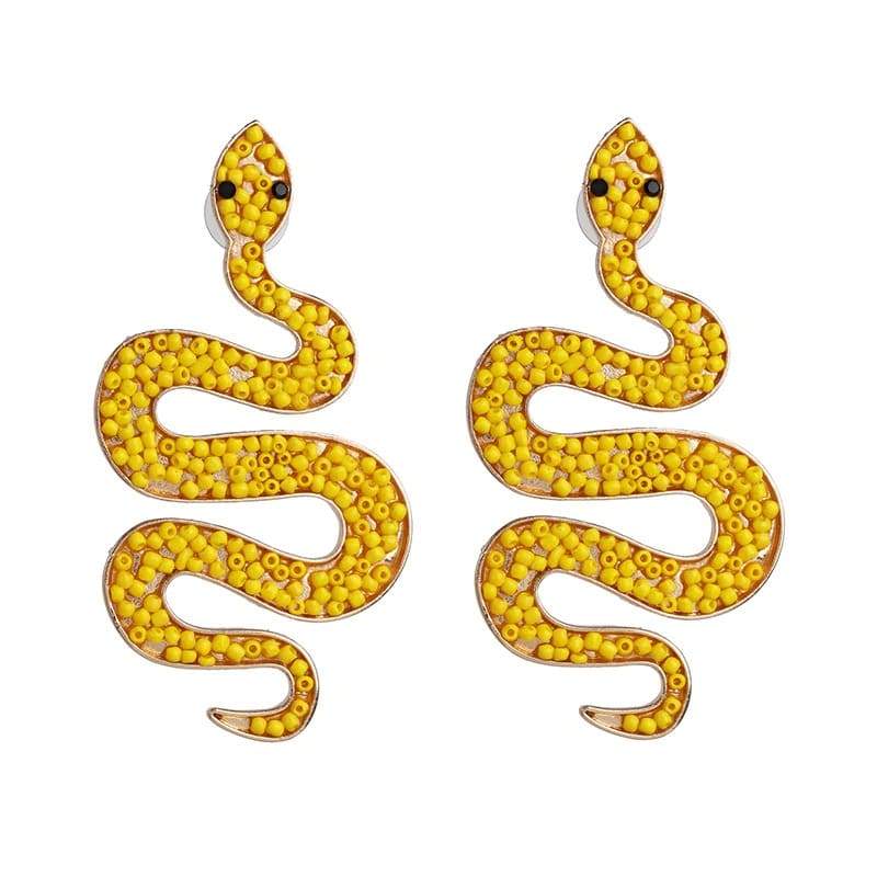 Boucles d'Oreilles Serpent Perle Jaune