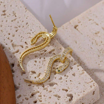 Boucles d'Oreilles Serpent Or Diamant