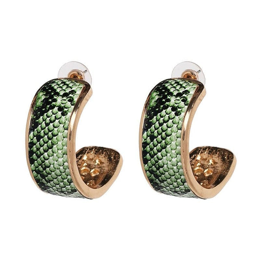 Boucles d'Oreilles Serpent Peau Vert