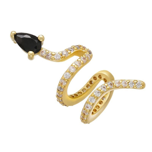 Boucles d'Oreilles Serpent Cristal Noir