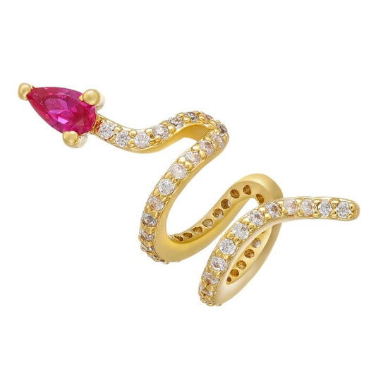 Boucles d'Oreilles Serpent Or Cristal Rose