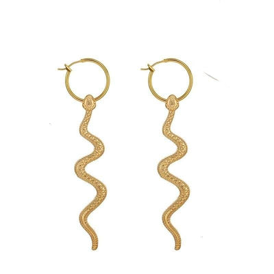 Boucles d'Oreilles Serpent Pendantes Or