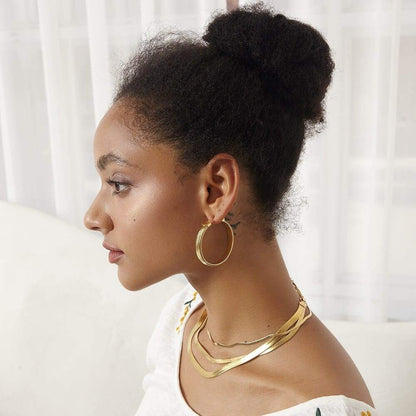 Boucles d'Oreilles en forme de cercle couleur Or