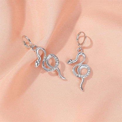 Boucles d'Oreilles en forme de Serpent Argent