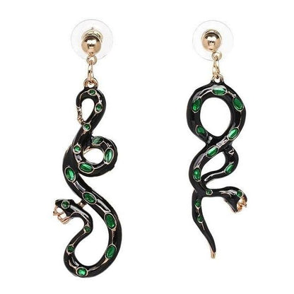 Boucles d'Oreilles Serpent Noir 