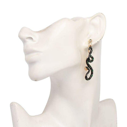 Boucles d'Oreilles Serpent Noir femme