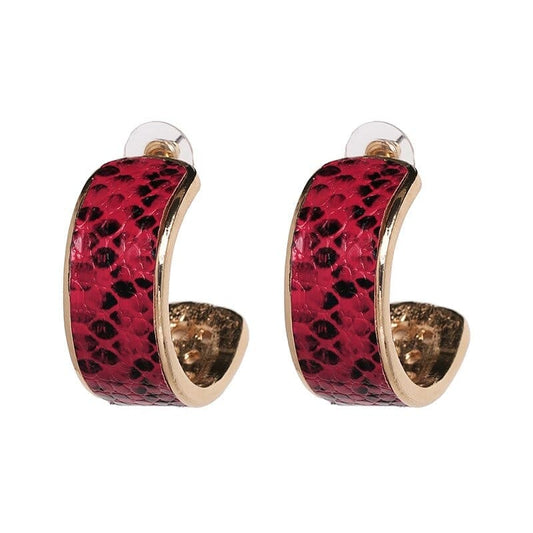 Boucles d'Oreilles Serpent Peau Rouge