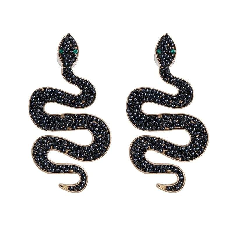 Boucles d'Oreilles Serpent Perle Noire