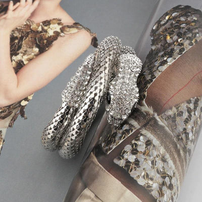 Bracelet Serpent Argent Souple Diamant