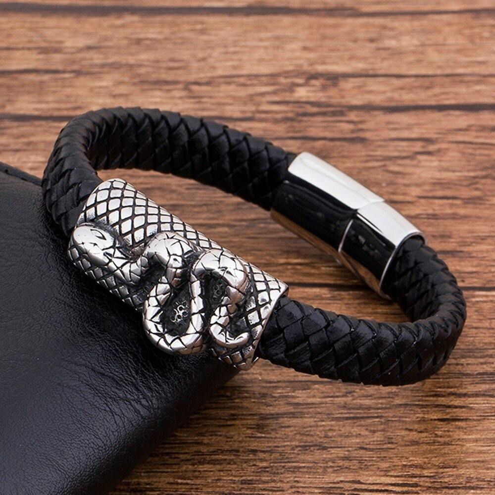 Bracelet cuir Serpent