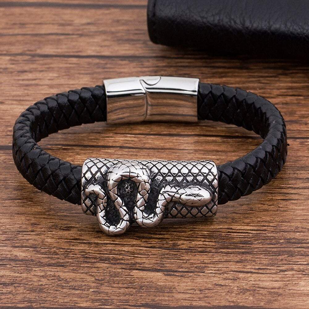 Bracelet Serpent Cuir homme