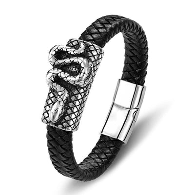 Bracelet Serpent Cuir Tressé
